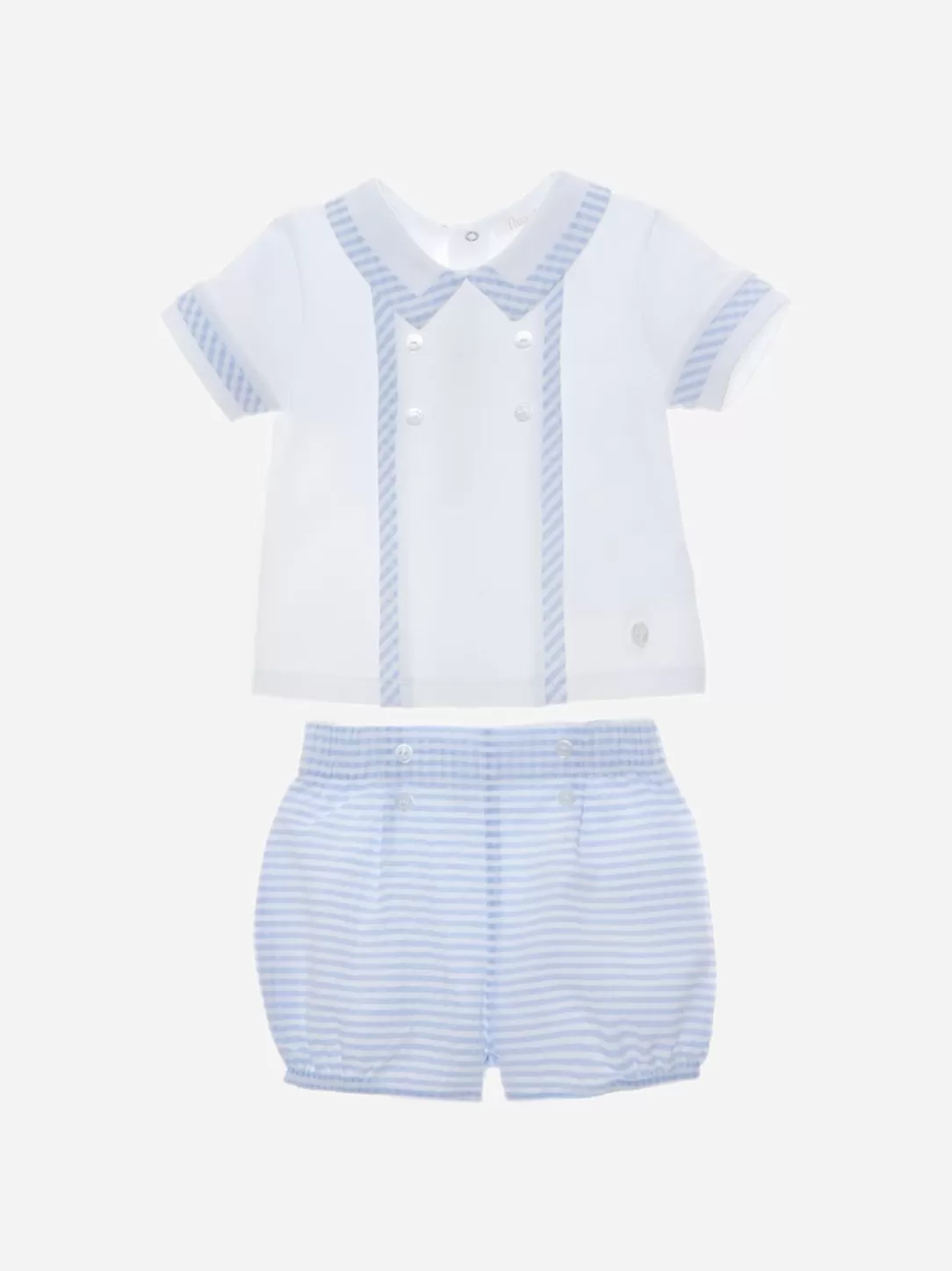 Baby Patachou Baby Boy Blue Set With Checkered Pattern