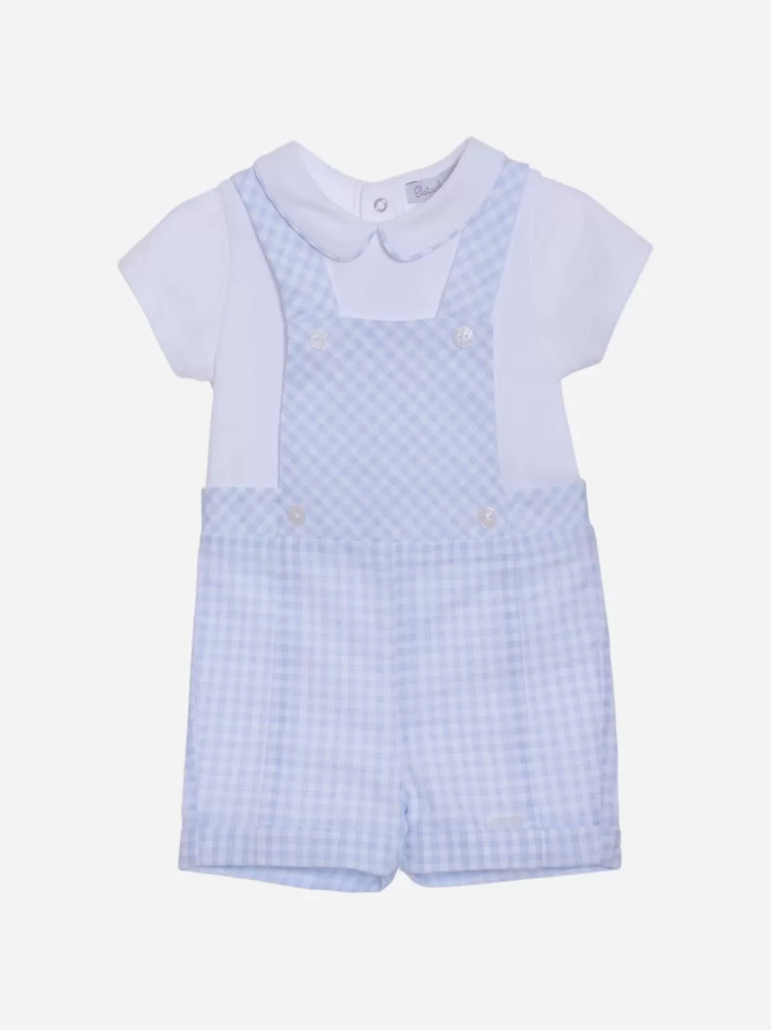 Baby Patachou Baby Boy'S Blue Jumpsuit With Plaid Details