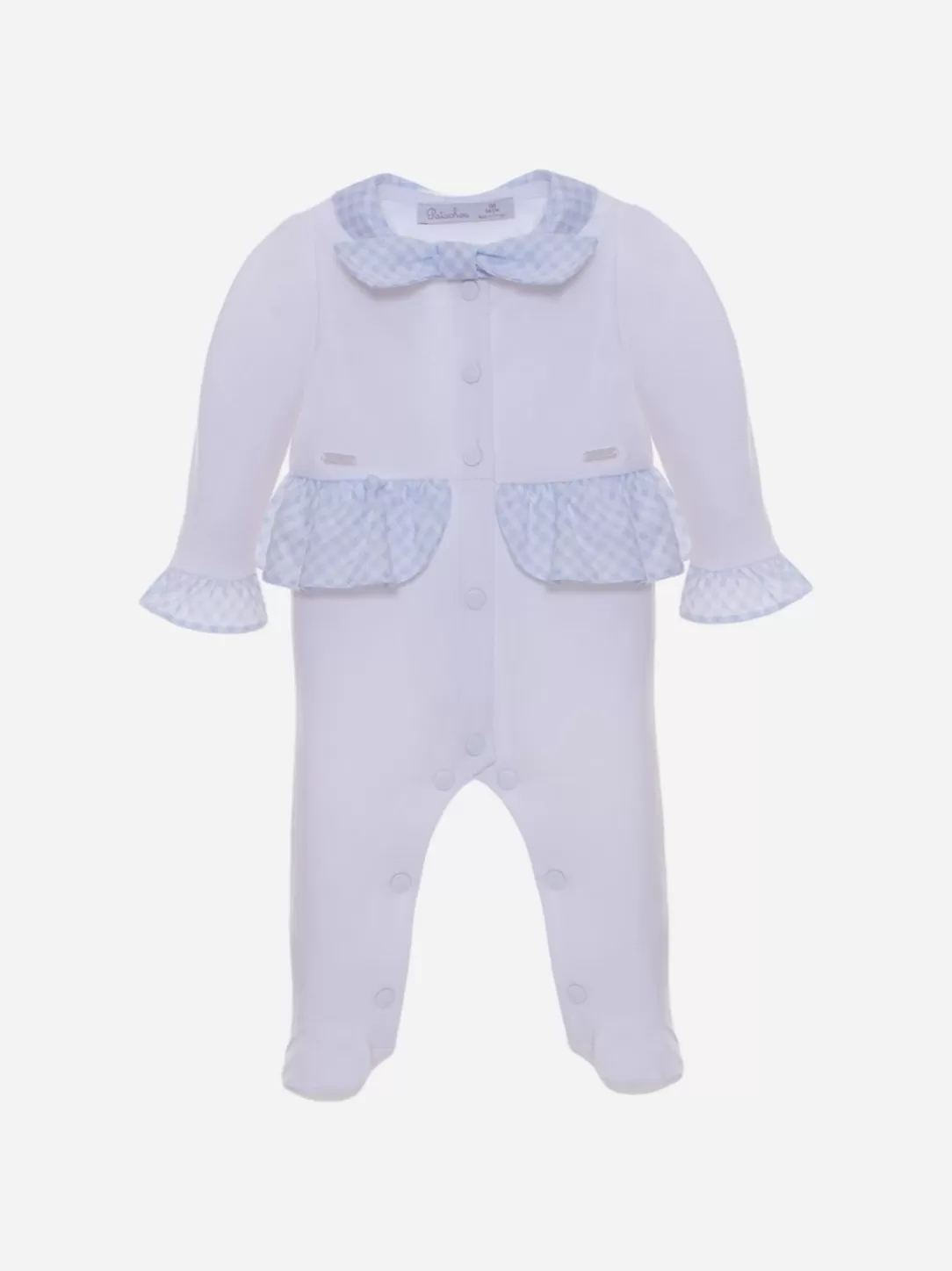 Baby Patachou Baby Girl Babygrow With Blue Plaid Details