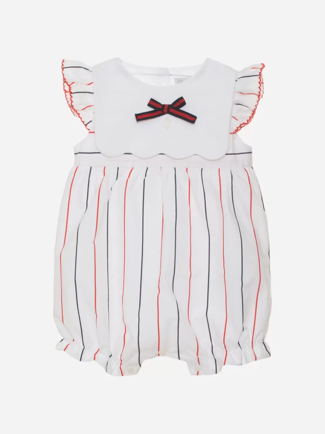 Baby Patachou Baby Girl'S White Romper With Stripes