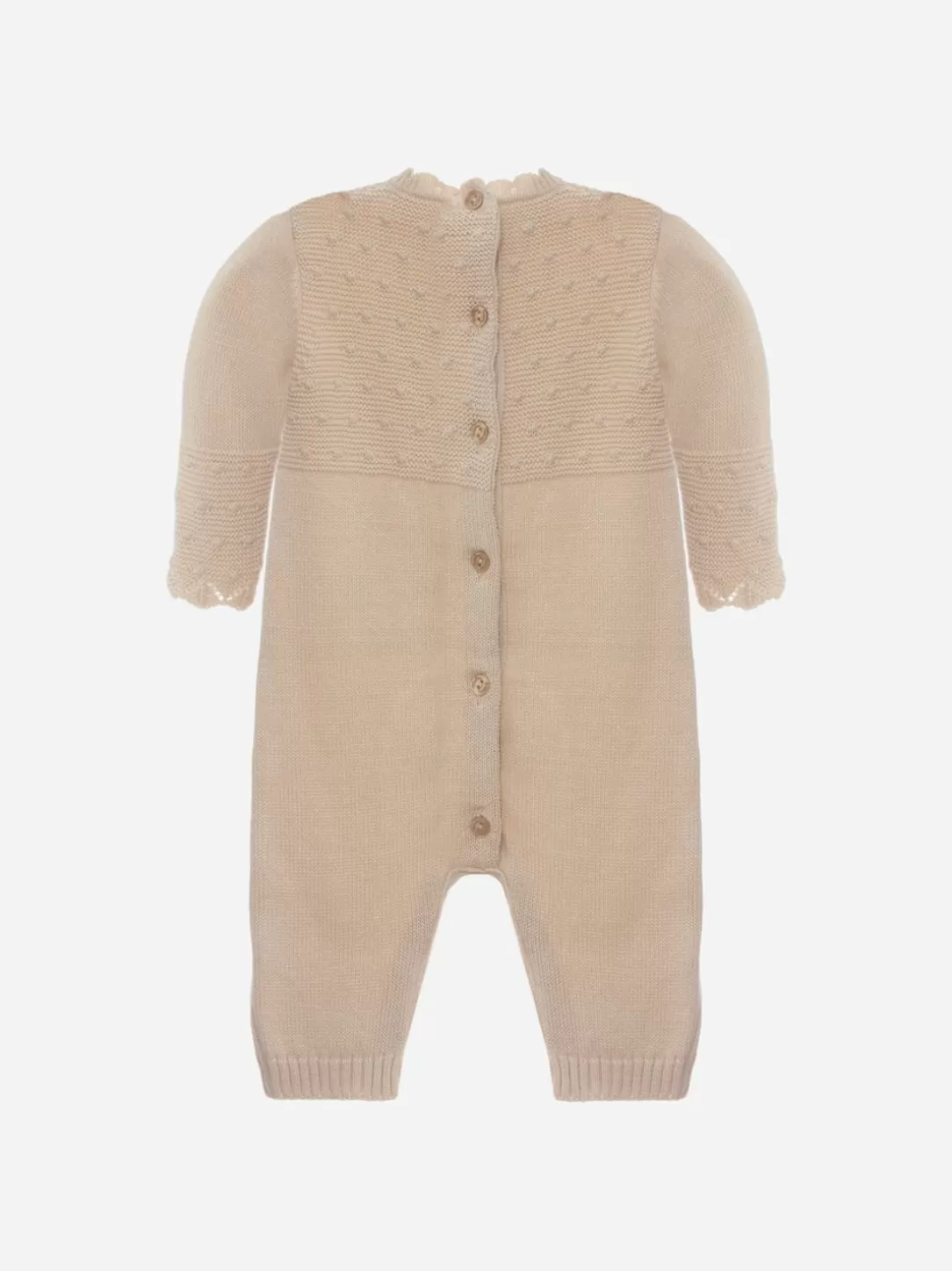 Baby Patachou Beige Knit Babygrow For Unisex