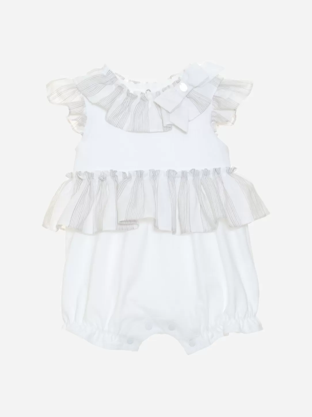 Baby Patachou Beige Romper With Jersey Ruffles