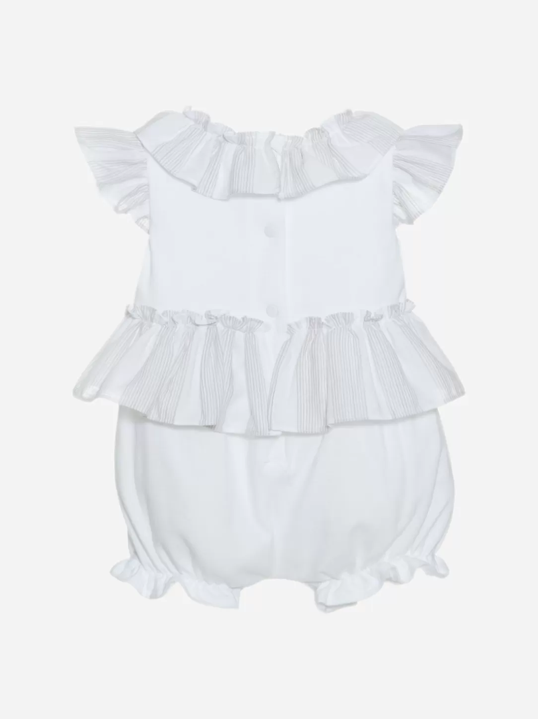 Baby Patachou Beige Romper With Jersey Ruffles