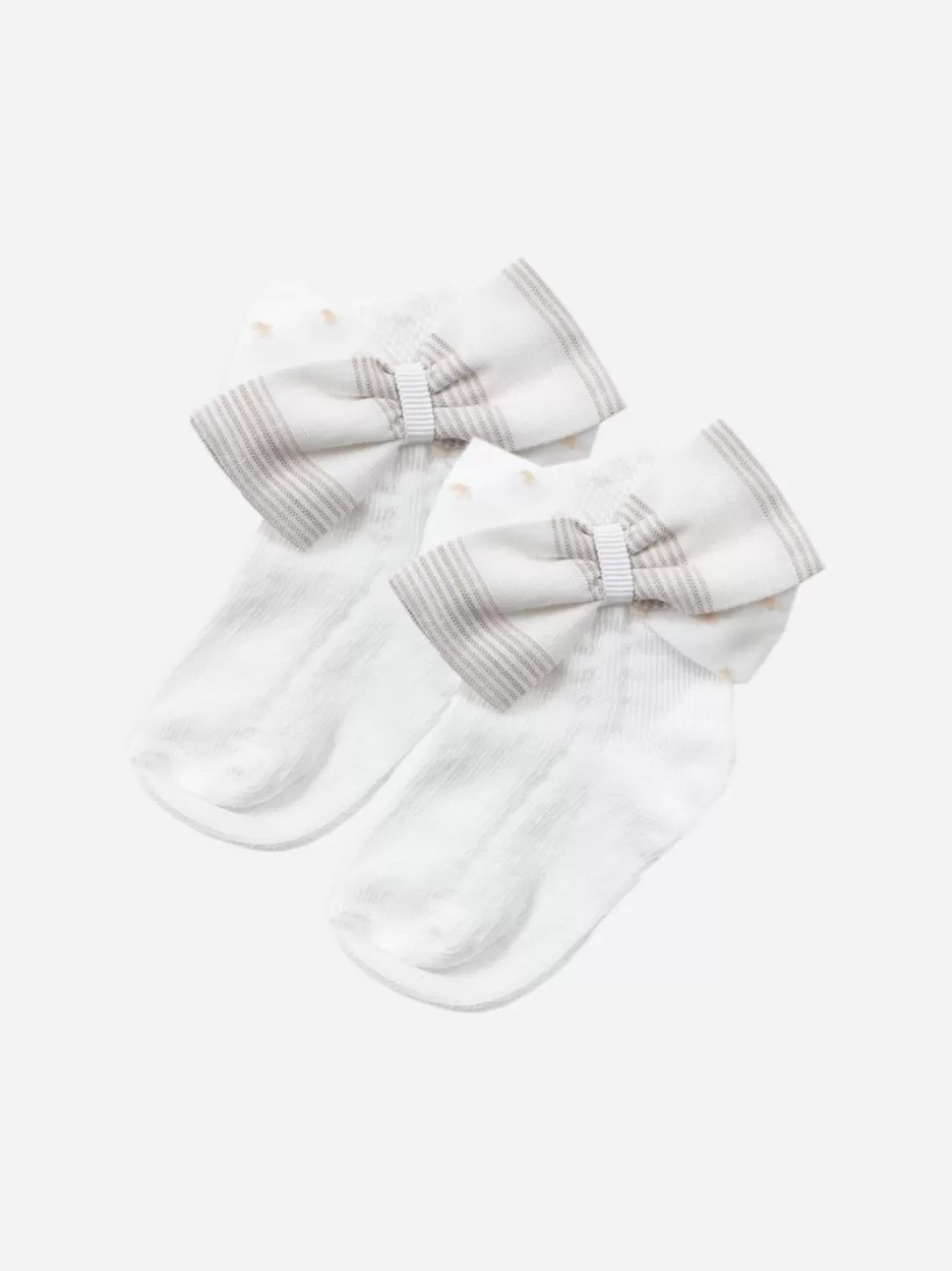 Baby Patachou Beige Stripes Bow Socks