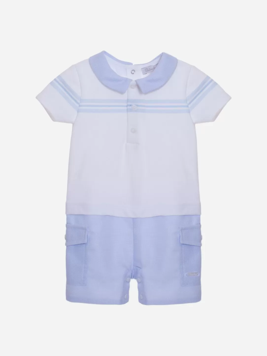 Baby Patachou Blue And White Baby Boy Jumpsuit