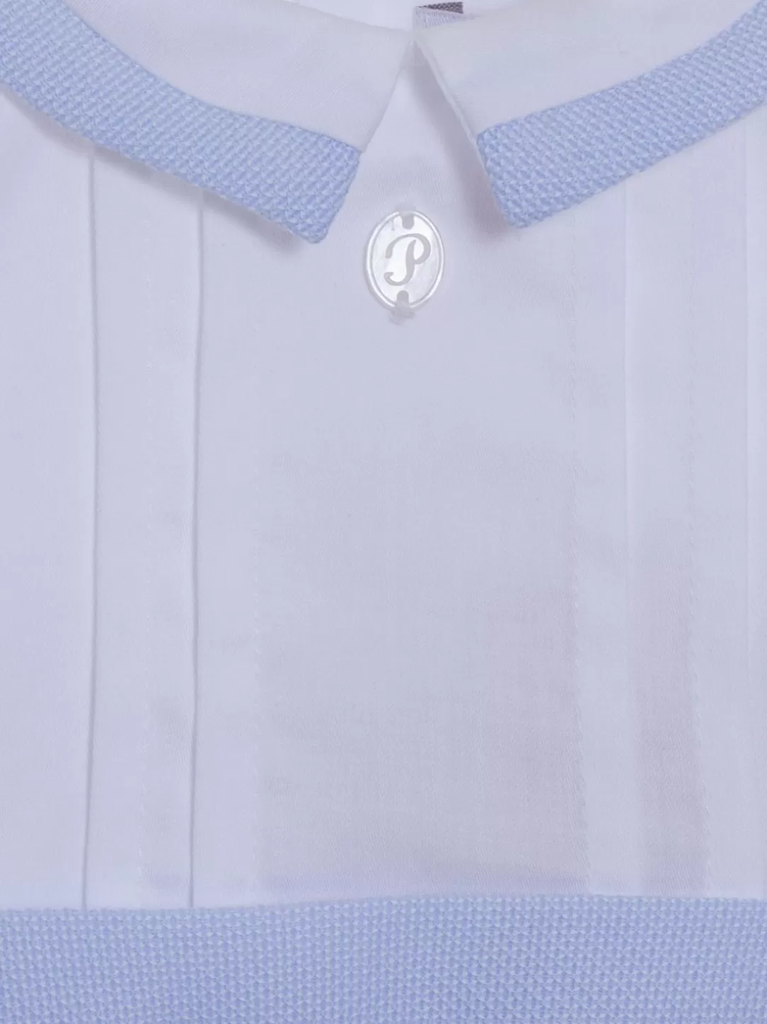 Baby Patachou Blue And White Baby Boy'S Romper In Piquet And Satin