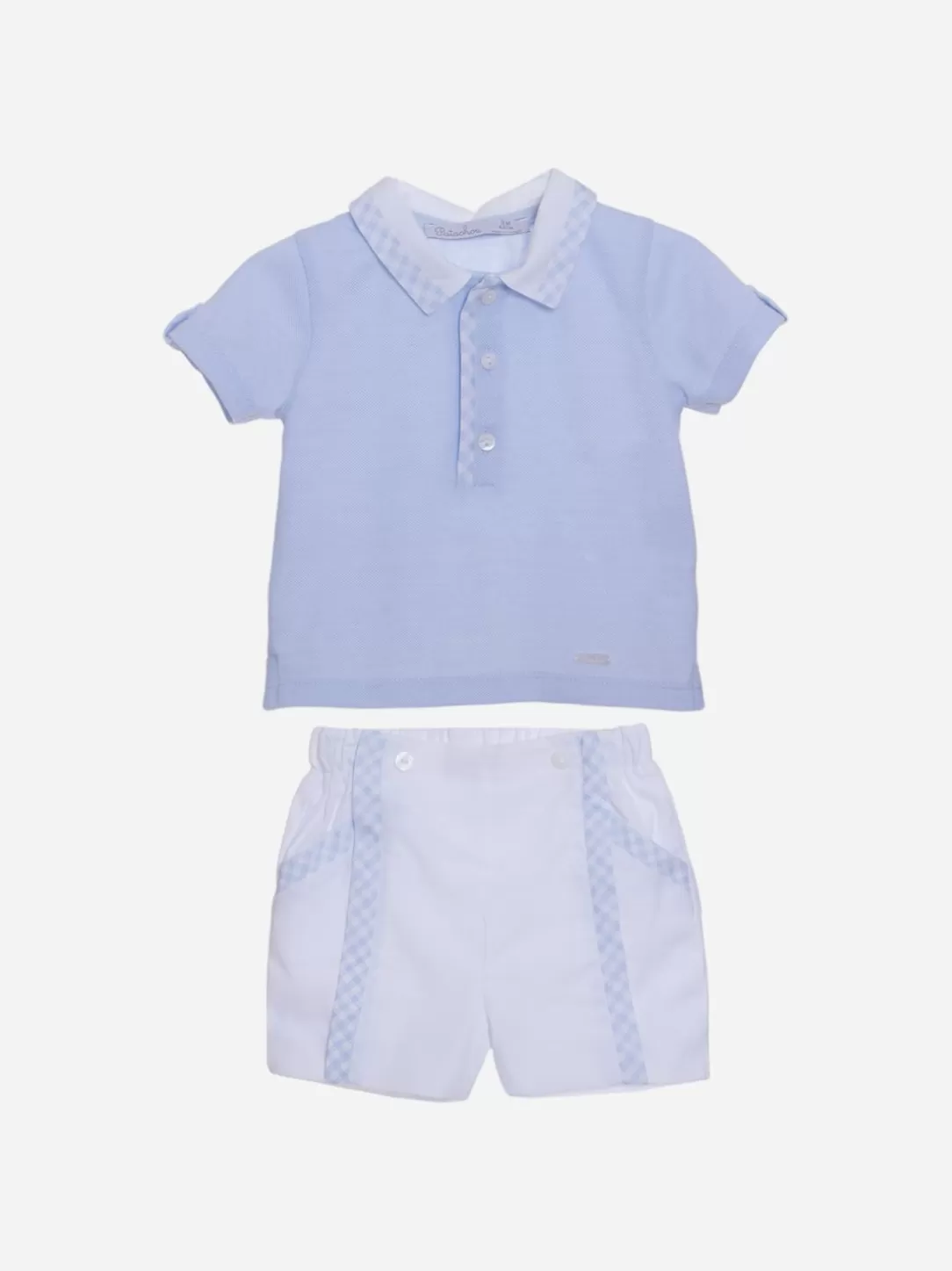 Baby Patachou Blue Baby Boy Set With Plaid Details