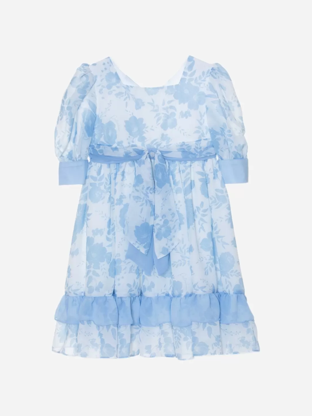 Girl Patachou Blue Dress With Flower Print