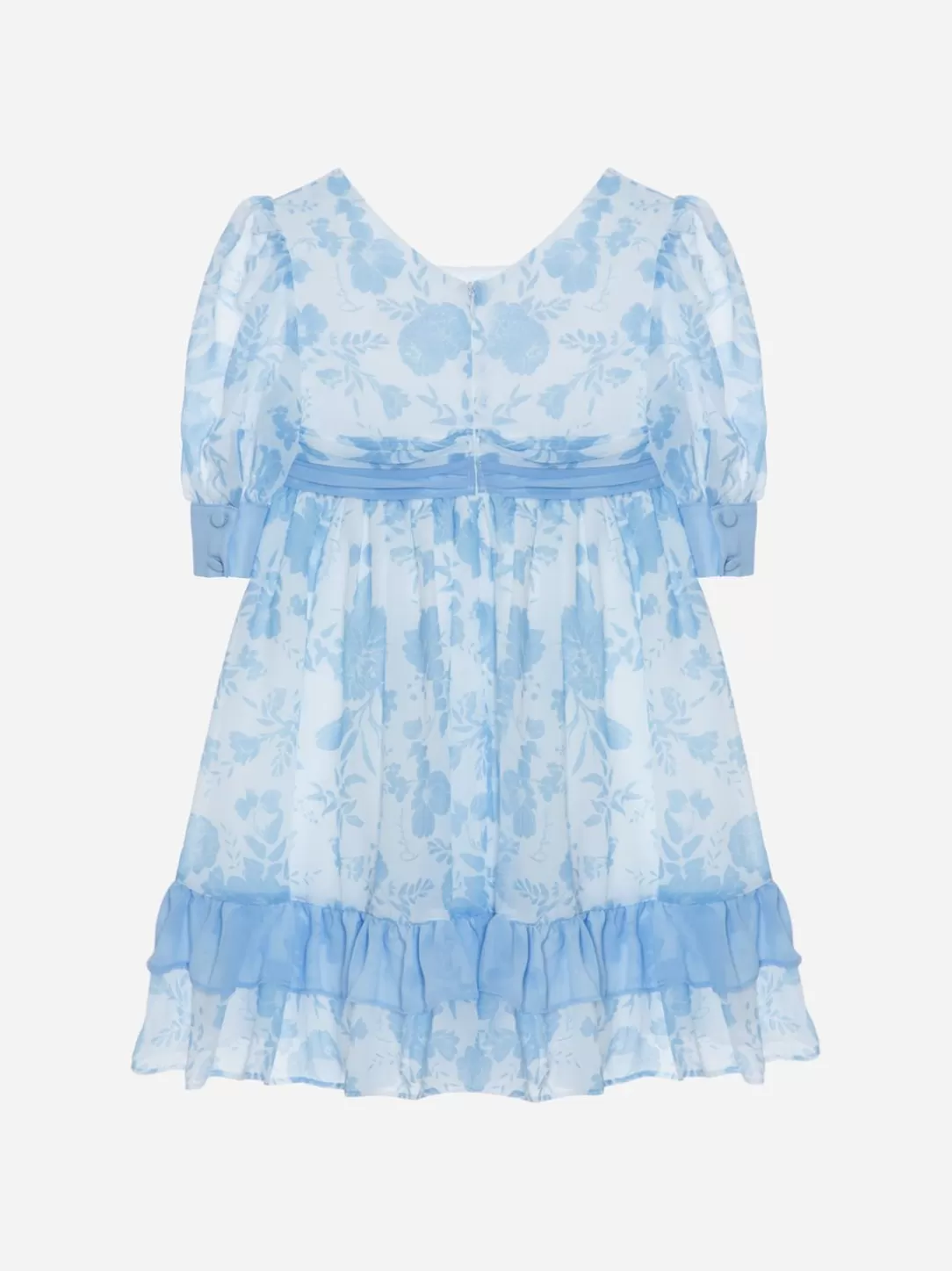 Girl Patachou Blue Dress With Flower Print