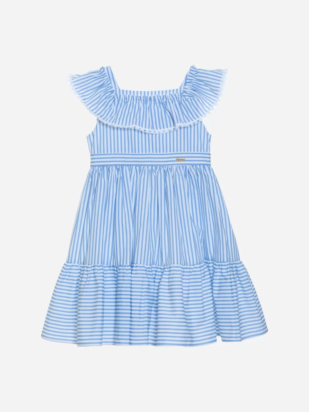 Girl Patachou Blue Dress With Striped Pattern