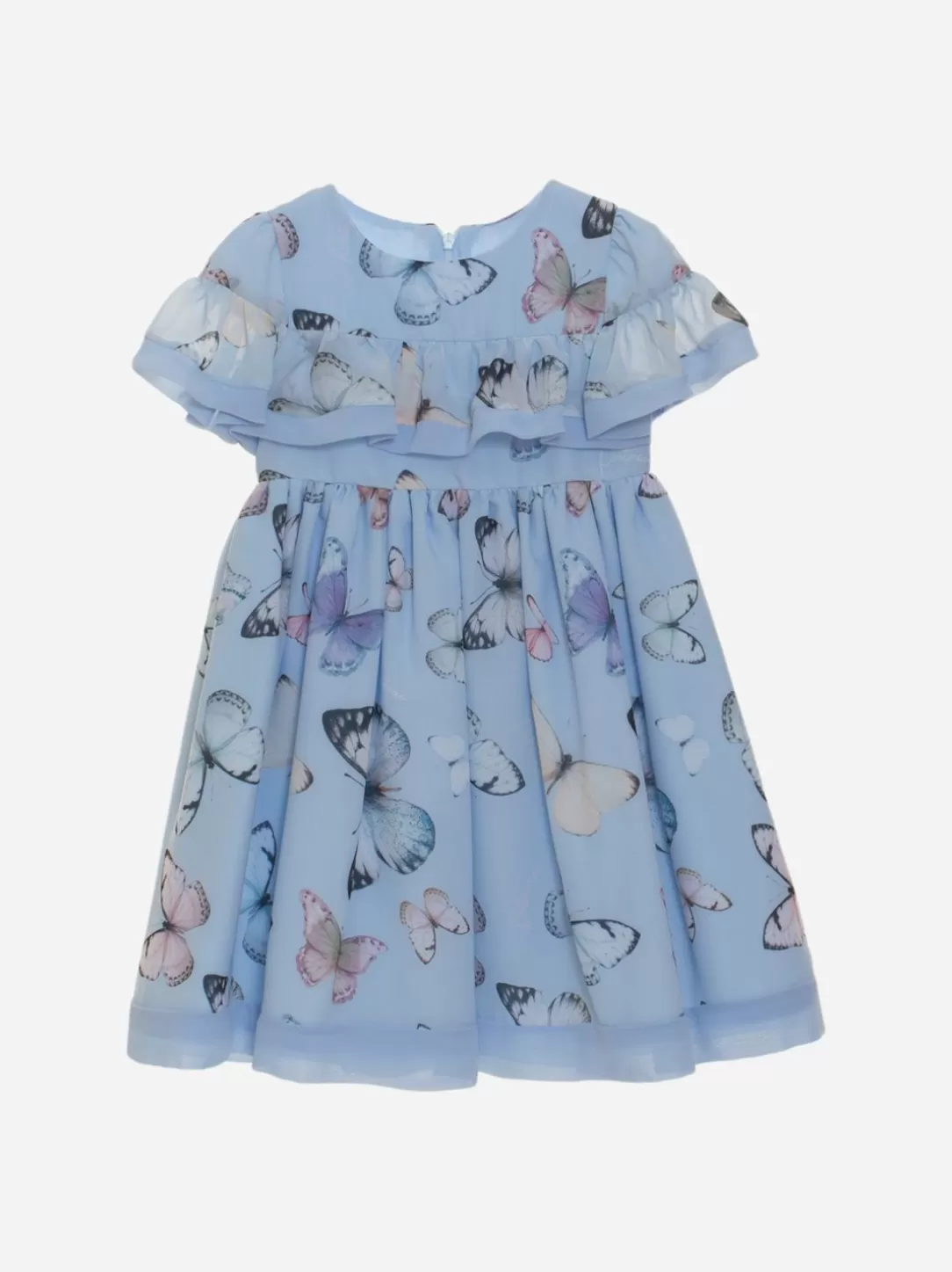 Girl Patachou Blue Girls Dress With Butterfly Print