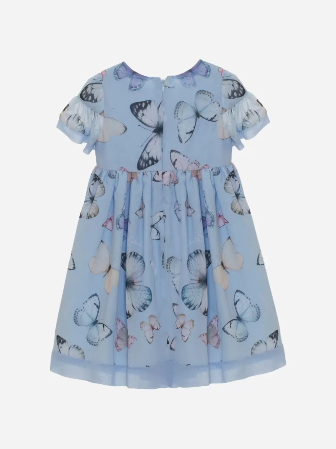 Girl Patachou Blue Girls Dress With Butterfly Print