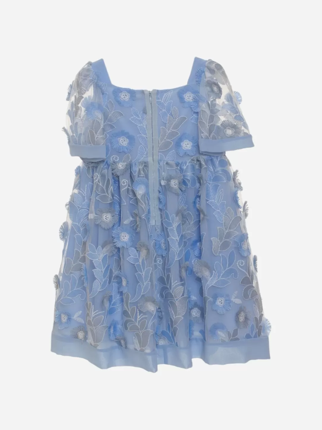 Girl Patachou Blue Girls Dress With Floral Tulle