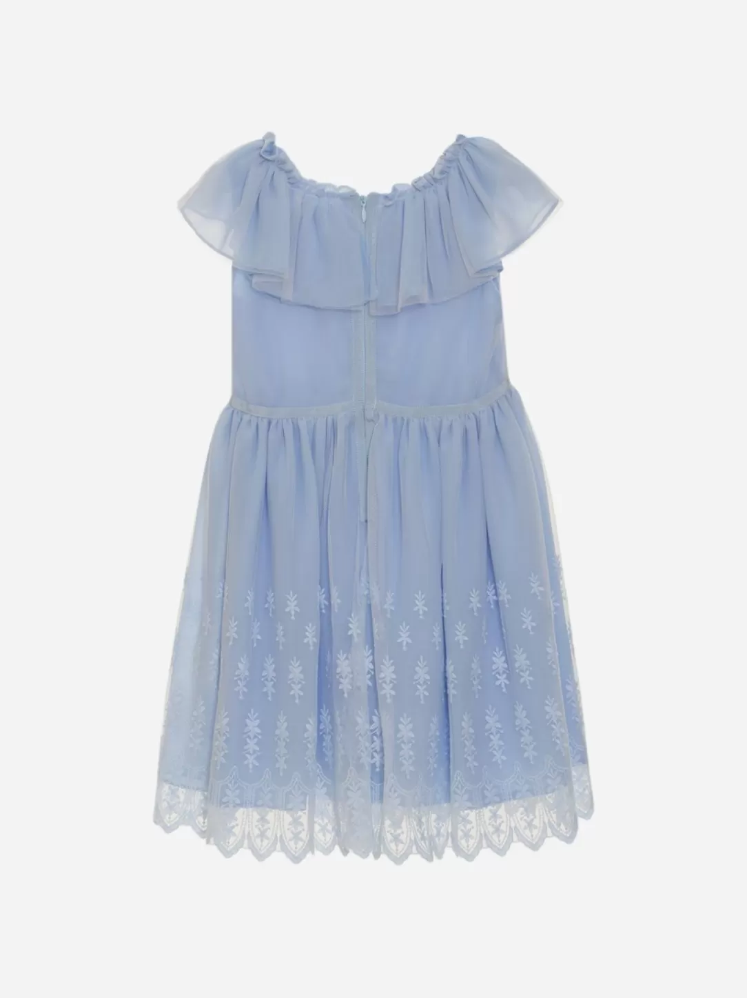 Girl Patachou Blue Lace Girls Dress Decorated With Roses