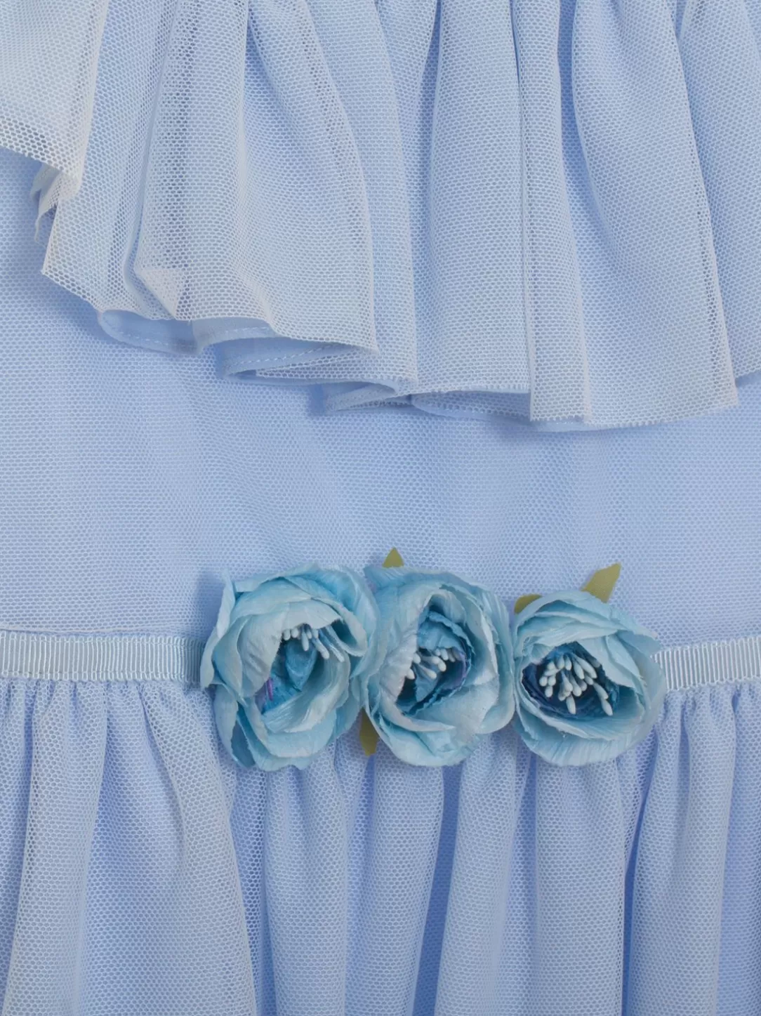 Girl Patachou Blue Lace Girls Dress Decorated With Roses