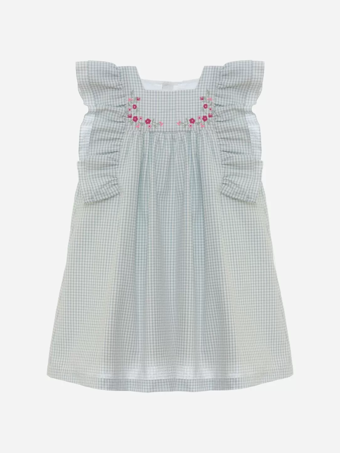 Baby Patachou Blue Seersucker Checkered Dress With Bloomers