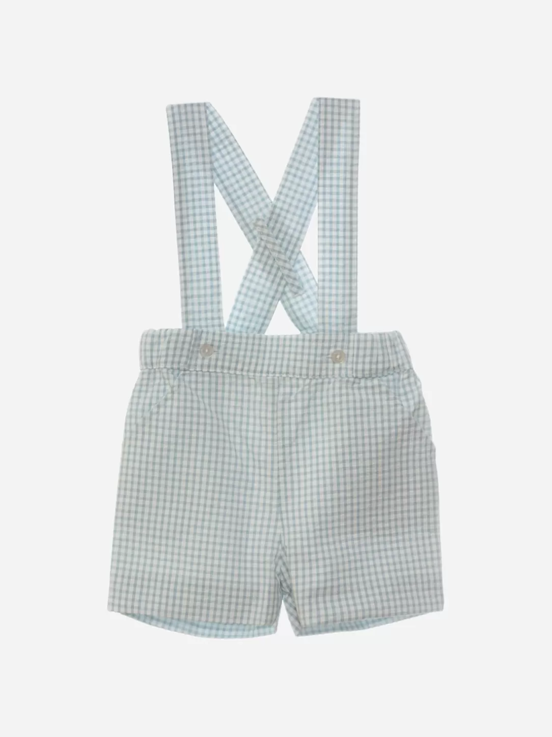 Baby Patachou Blue Seersucker Checkered Overall Shorts