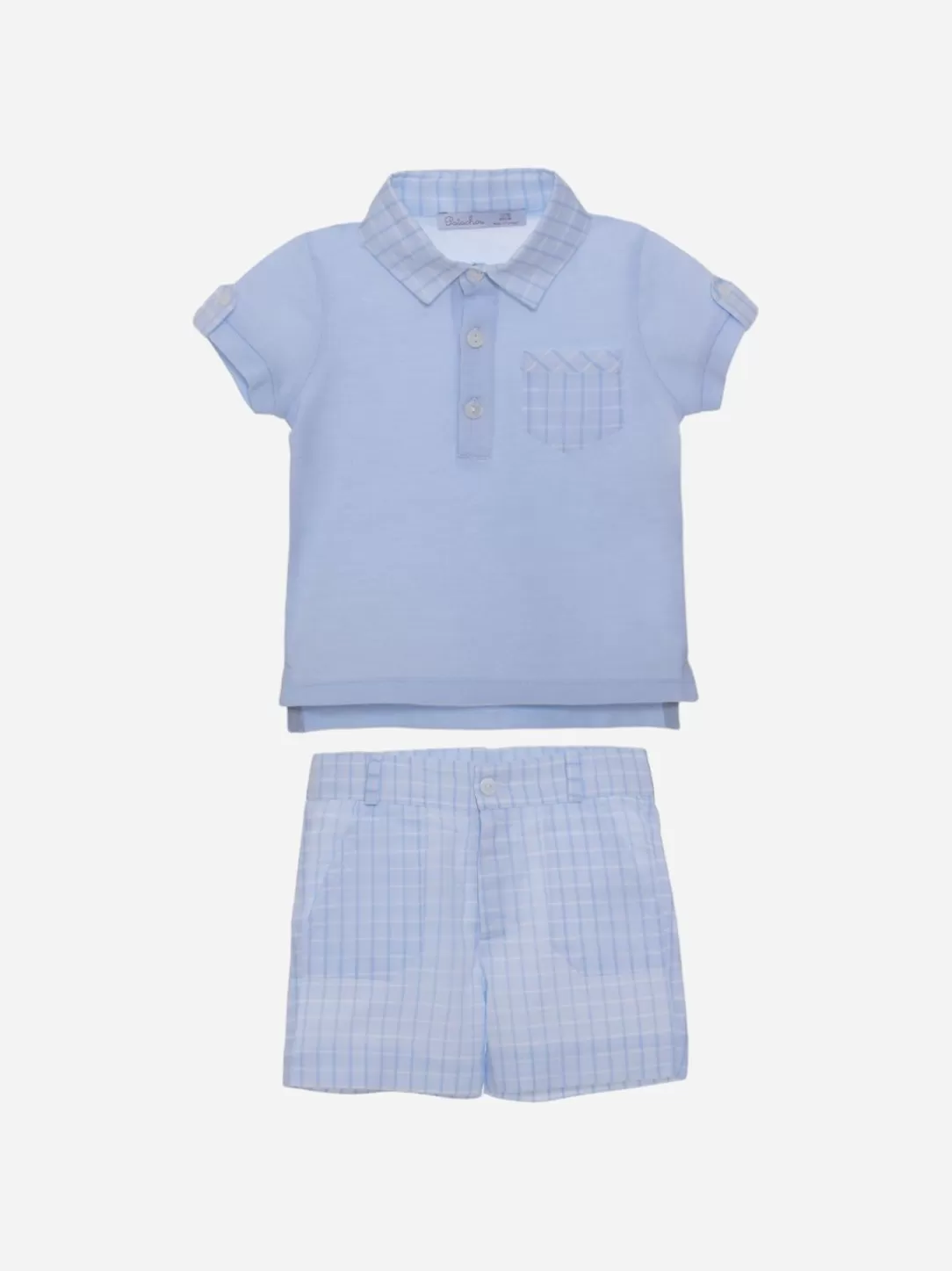 Baby Patachou Blue Set With Checkered Pattern