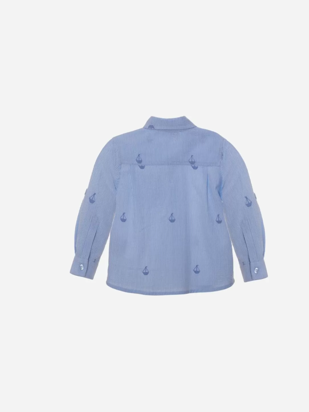 Baby Patachou Blue Shirt With Boat Embroidery