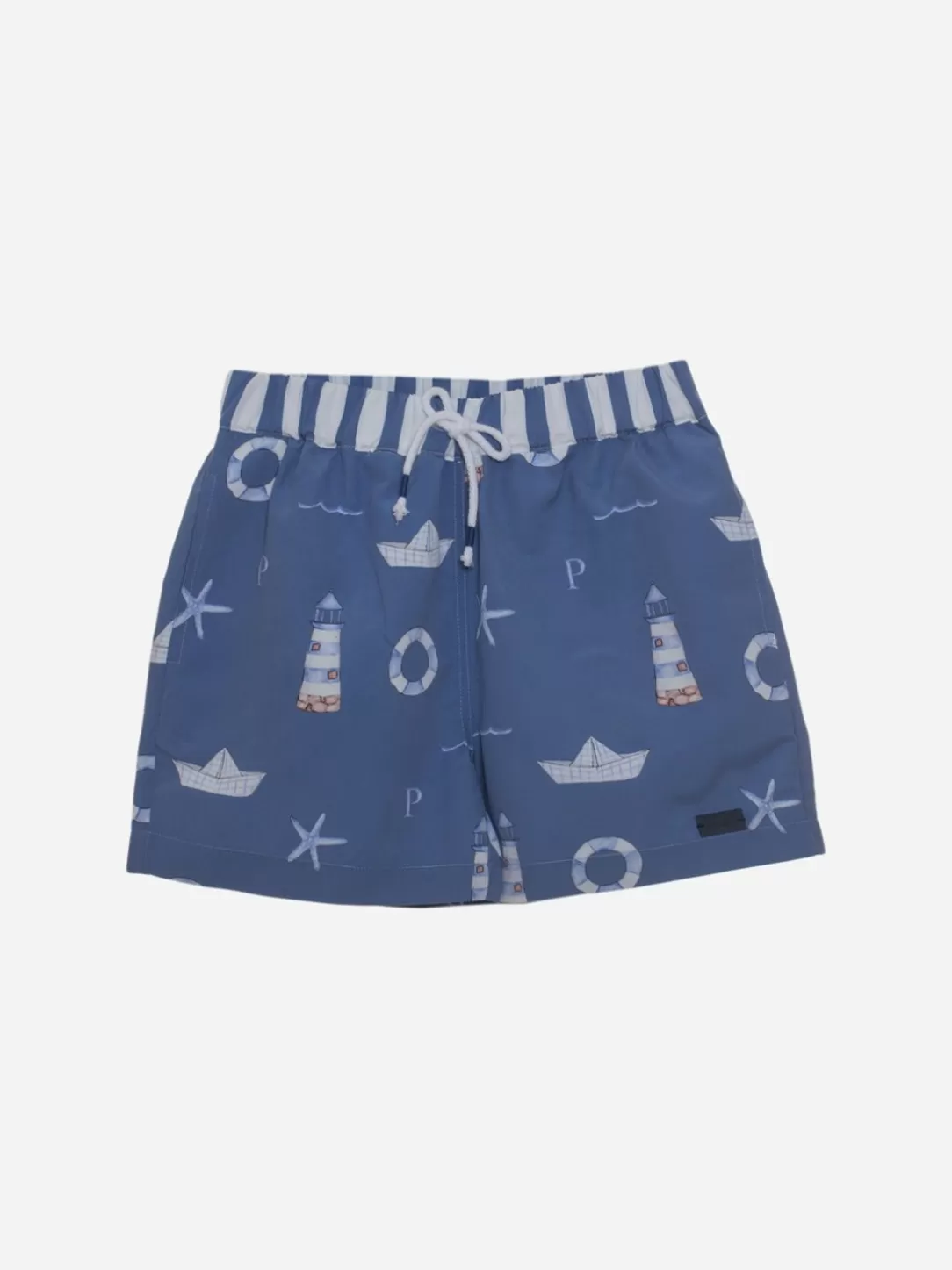 Baby Patachou Blue Swim Shorts With Sailor Print