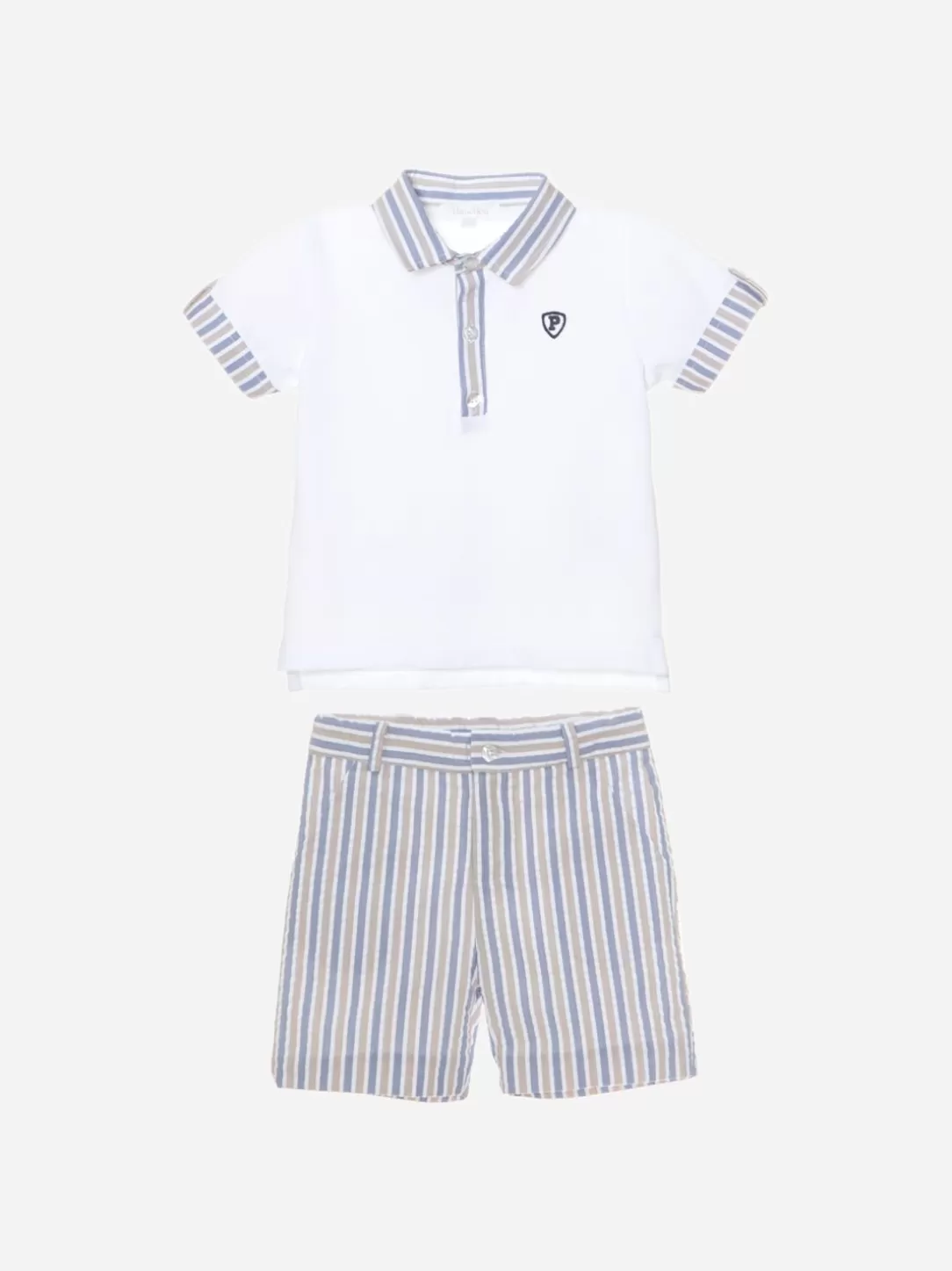 Baby Patachou Blue/Beige Stripes Set