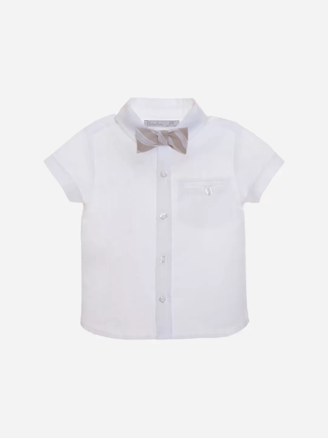 Baby Patachou Boys Linen Shirt With Beige Bow