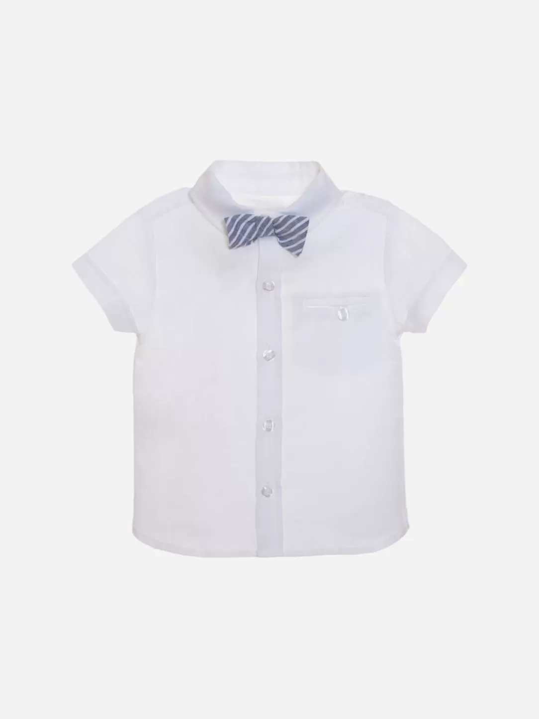 Baby Patachou Boys Linen Shirt With Navy Blue Bow