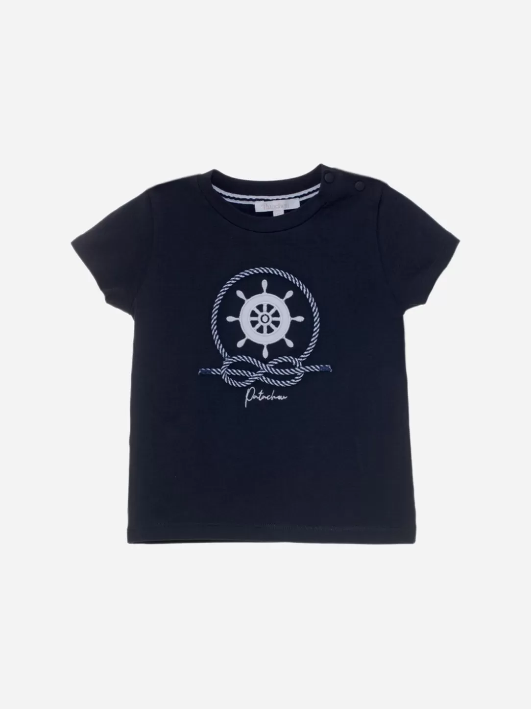 Baby Patachou Boys Navy Blue T-Shirt With Nautical Print