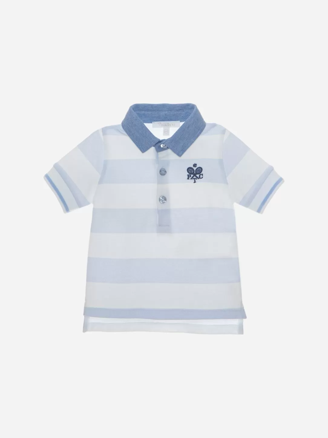 Boy Patachou Boys Polo With Blue And White Stripes