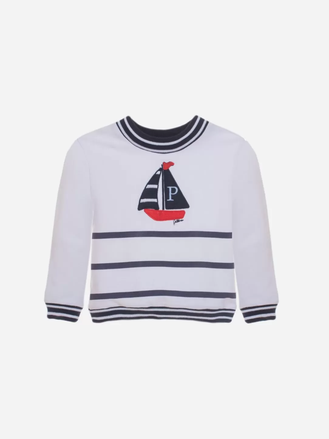 Baby Patachou Boys Sweatshirt With A Print Of A Boat