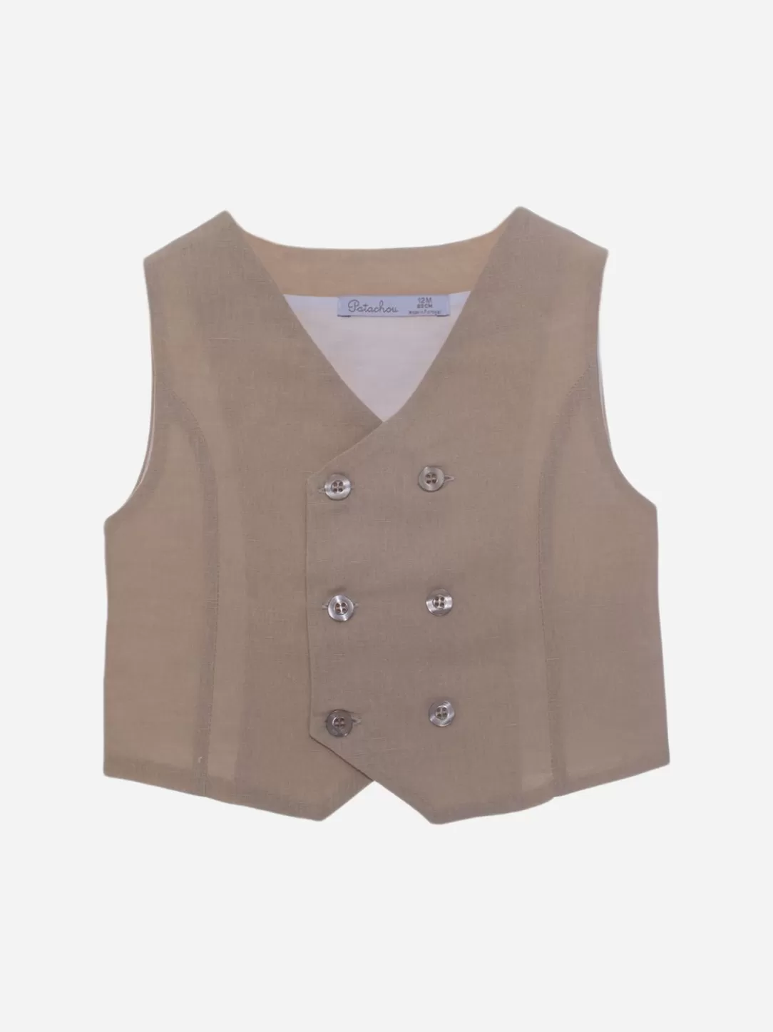 Baby Patachou Boys Vest In Beige Linen