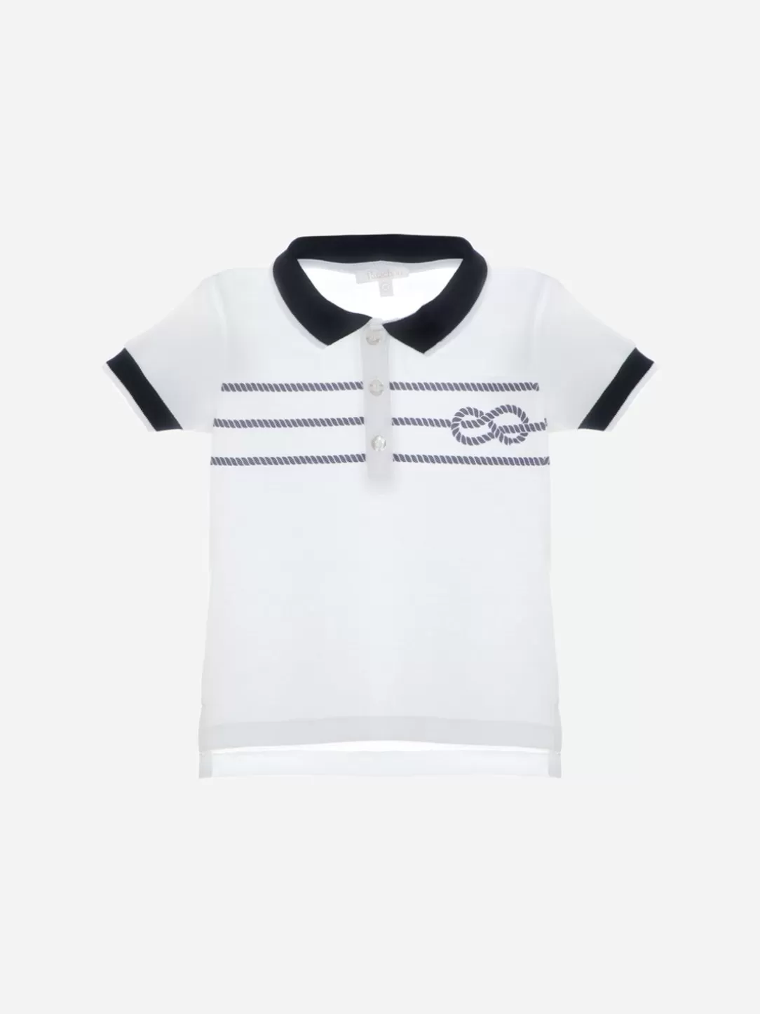 Baby Patachou Boys White Polo In Jersey