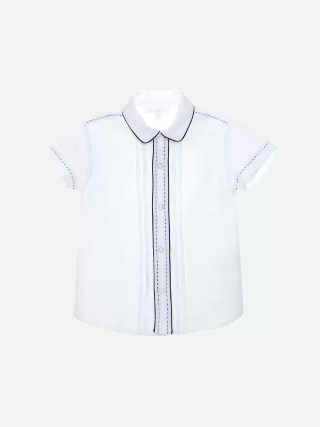 Baby Patachou Boys White Shirt With Navy Blue Details