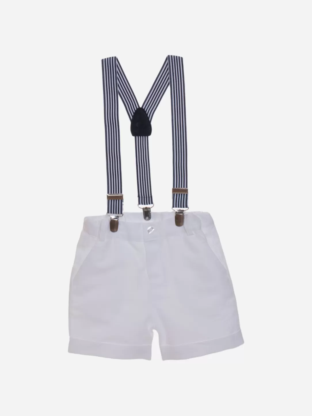 Baby Patachou Boys White Shorts With Suspenders