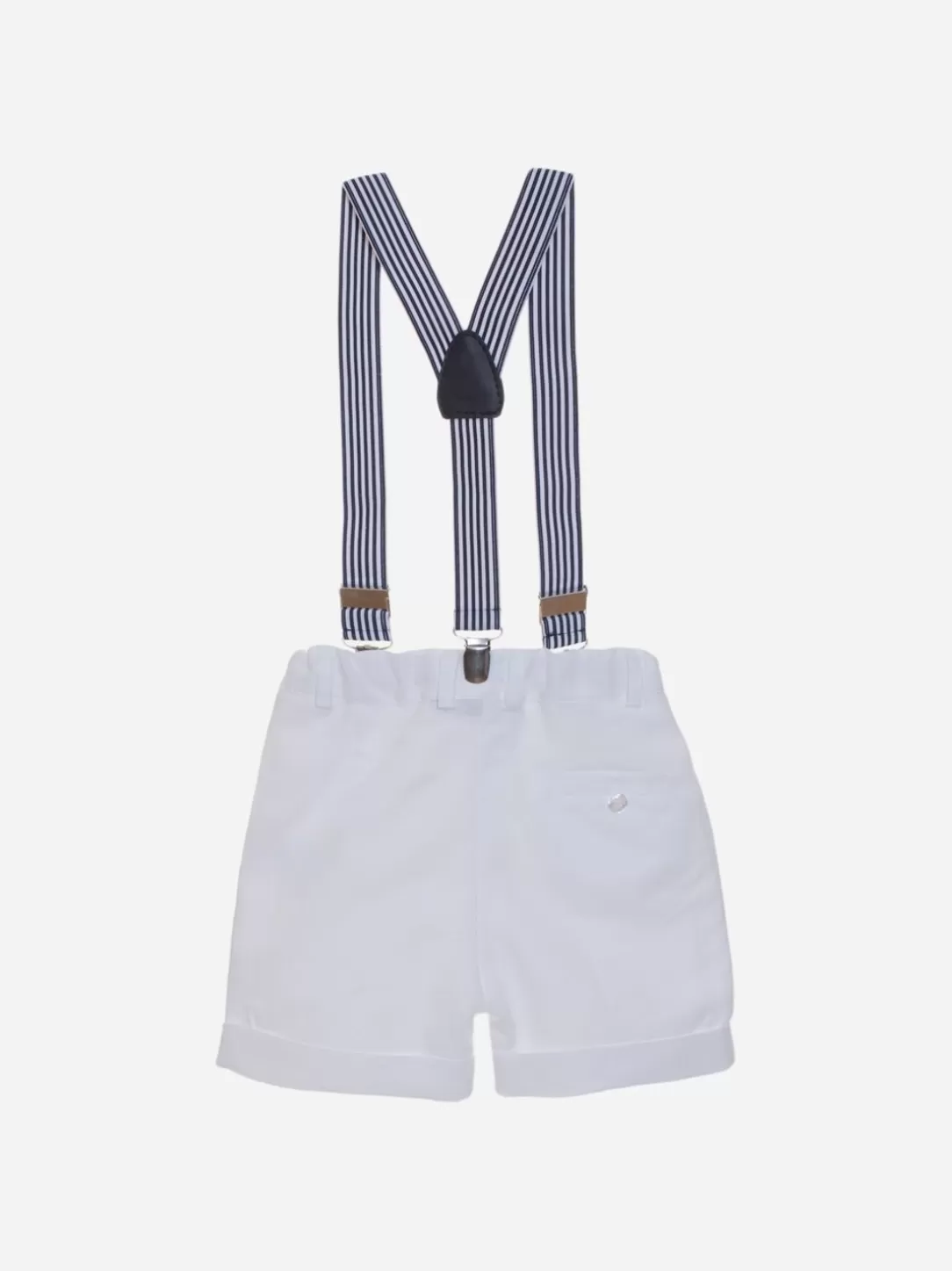 Baby Patachou Boys White Shorts With Suspenders