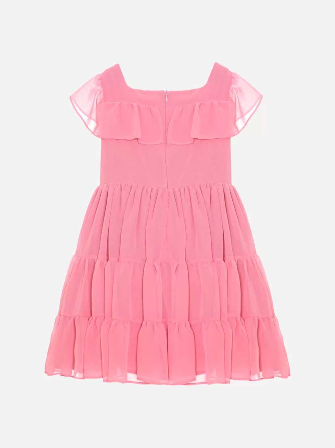 Girl Patachou Coral Chiffon Dress With Bow