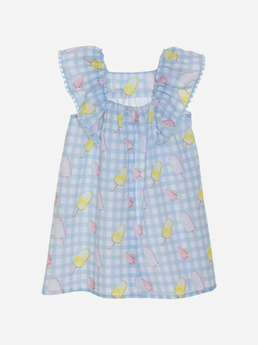 Baby Patachou Dress With Plaid And Ice Cream Print