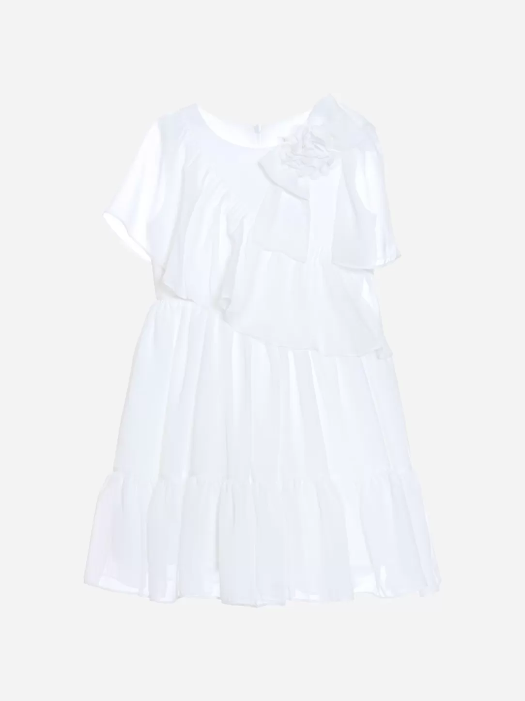 Girl Patachou Ecru Chiffon Dress With Flowers