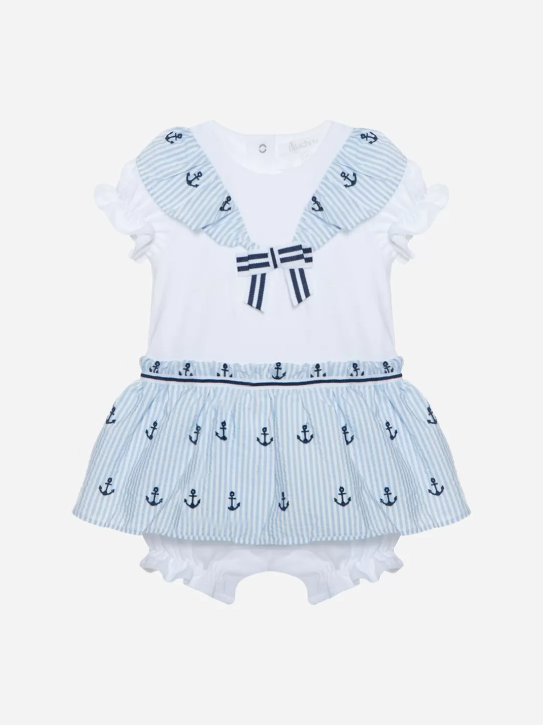 Baby Patachou Embroidered Stripes Romper