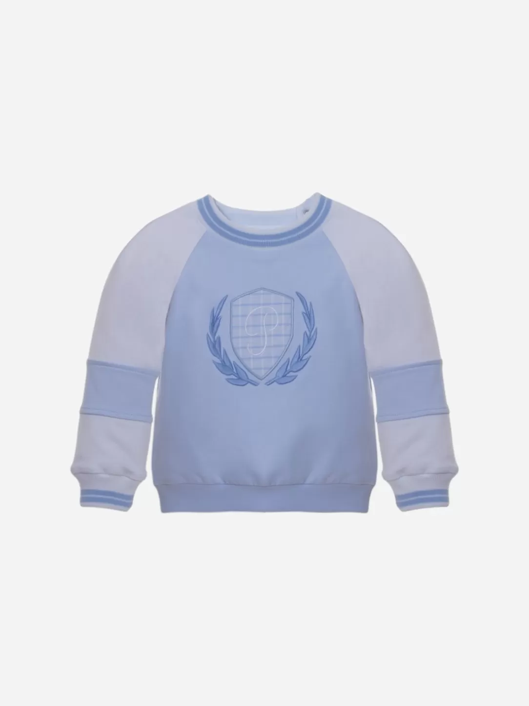 Boy Patachou Embroidered White And Blue Sweatshirt