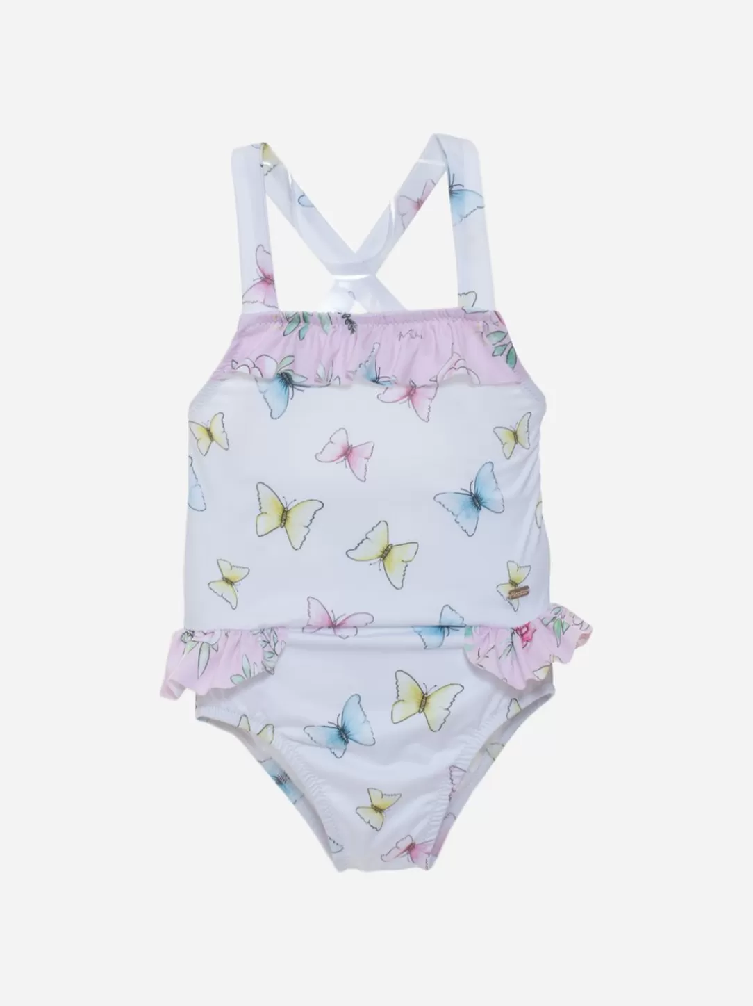 Baby Patachou Exclusive White Butterflies Print Swimsuit