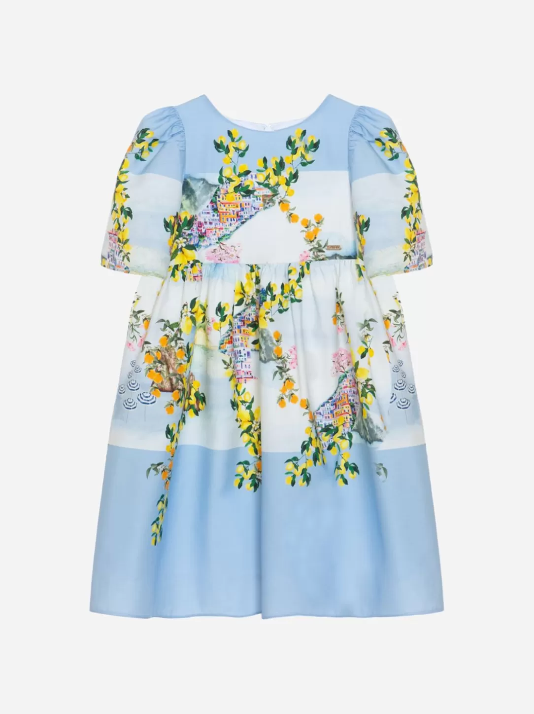 Girl Patachou Girls Blue Dress With Fruit Print