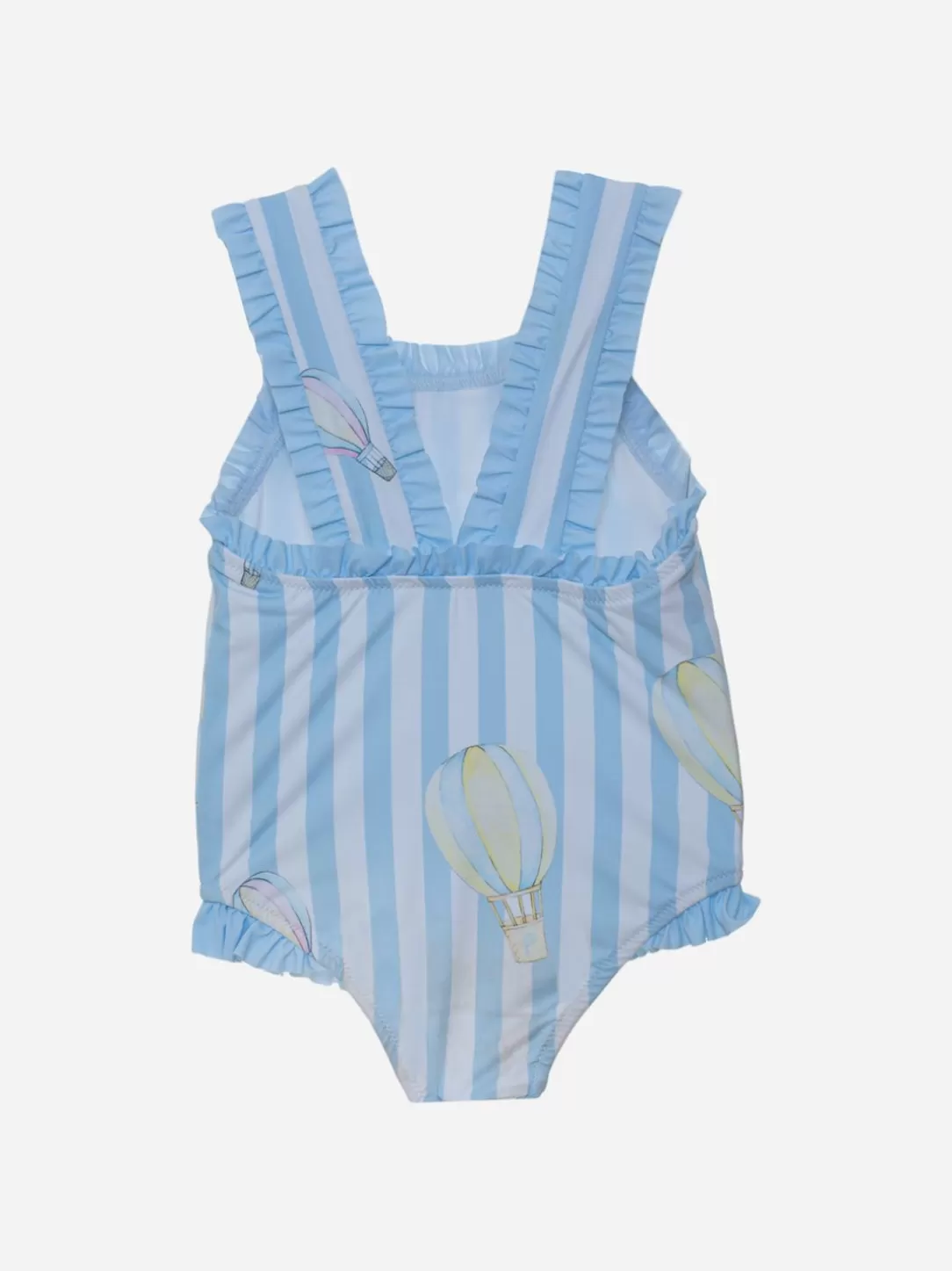 Baby Patachou Girls Blue Striped Swimsuit With Exclusive Air Balloons Print