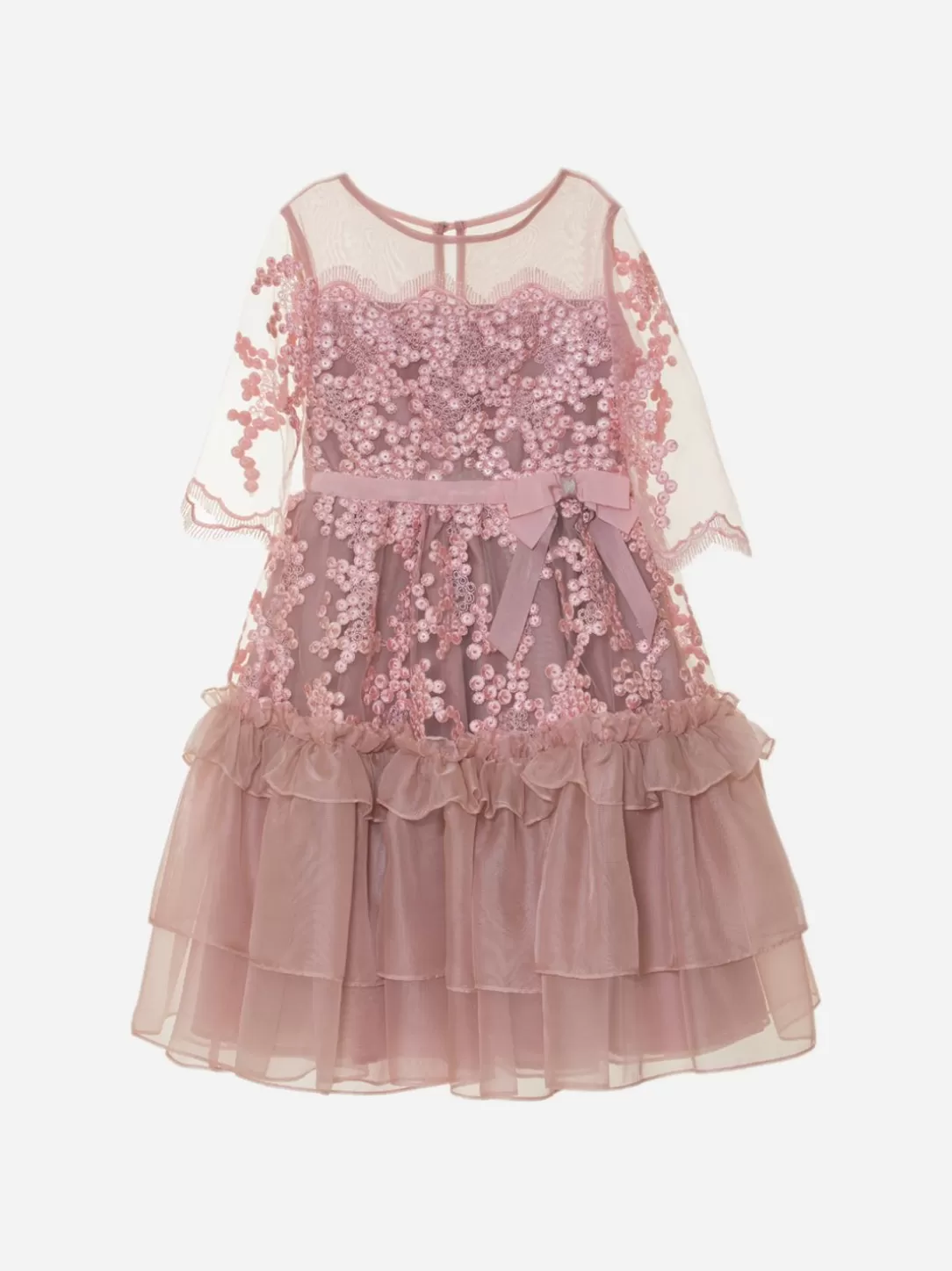 Girl Patachou Girls Dress In Embroidered Pink Tulle