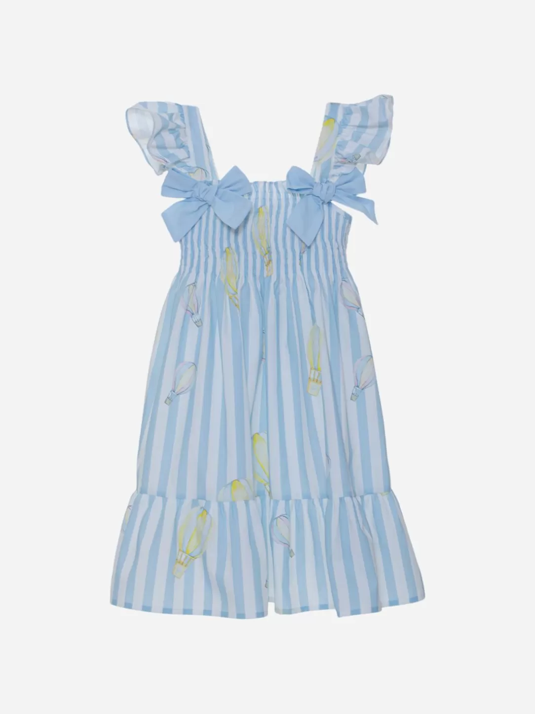 Baby Patachou Girls Dress With Blue Stripes And Air Balloons Print