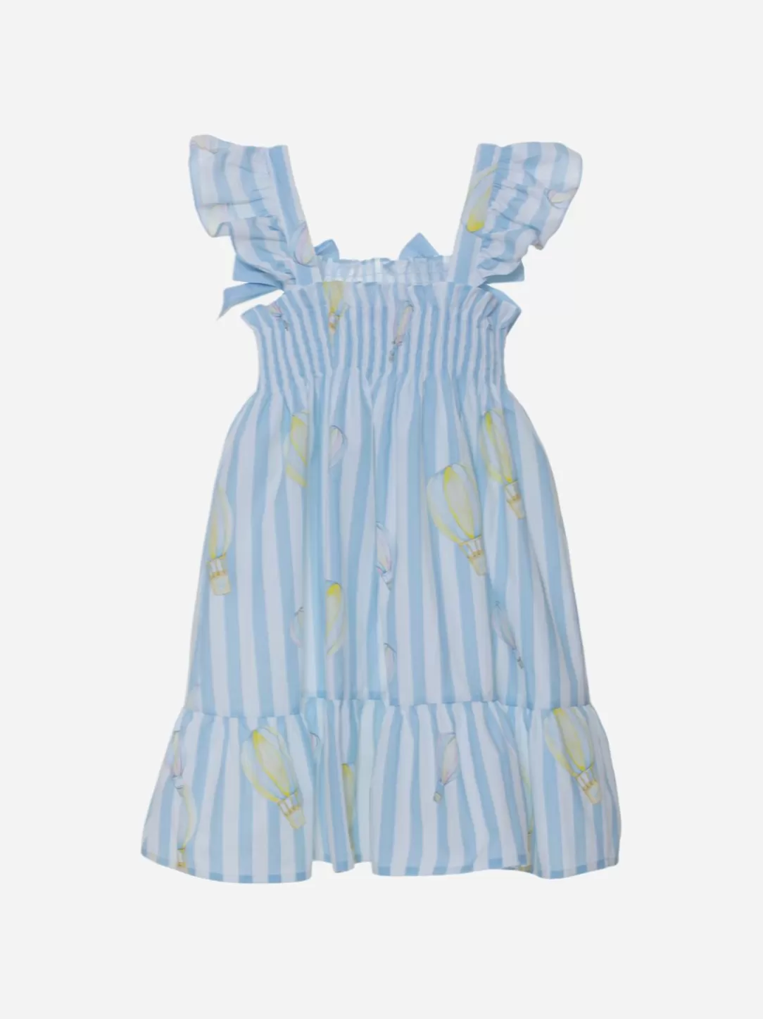 Baby Patachou Girls Dress With Blue Stripes And Air Balloons Print