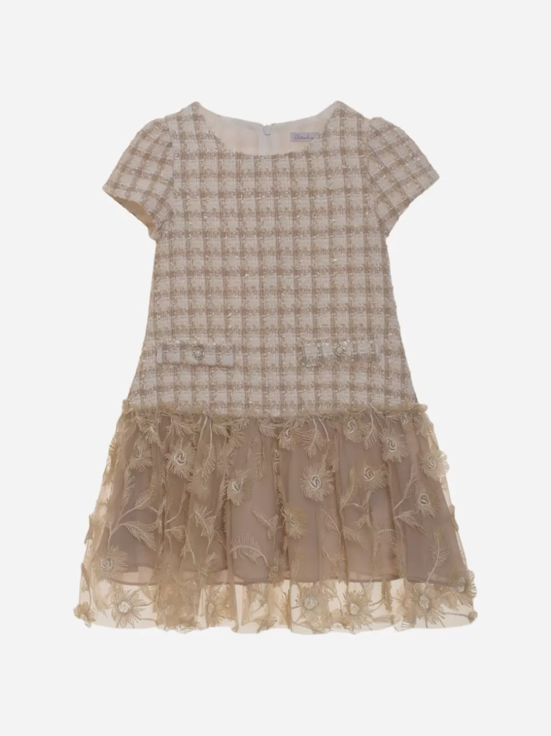 Girl Patachou Girls Dress With Golden Pattern