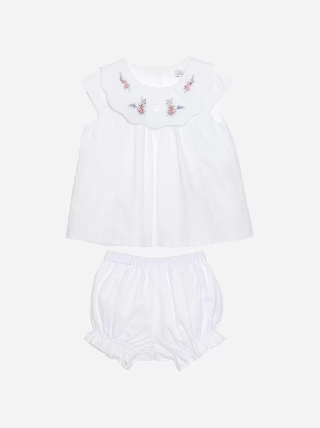 Baby Patachou Girls Ecru Blouse And Shorts Set