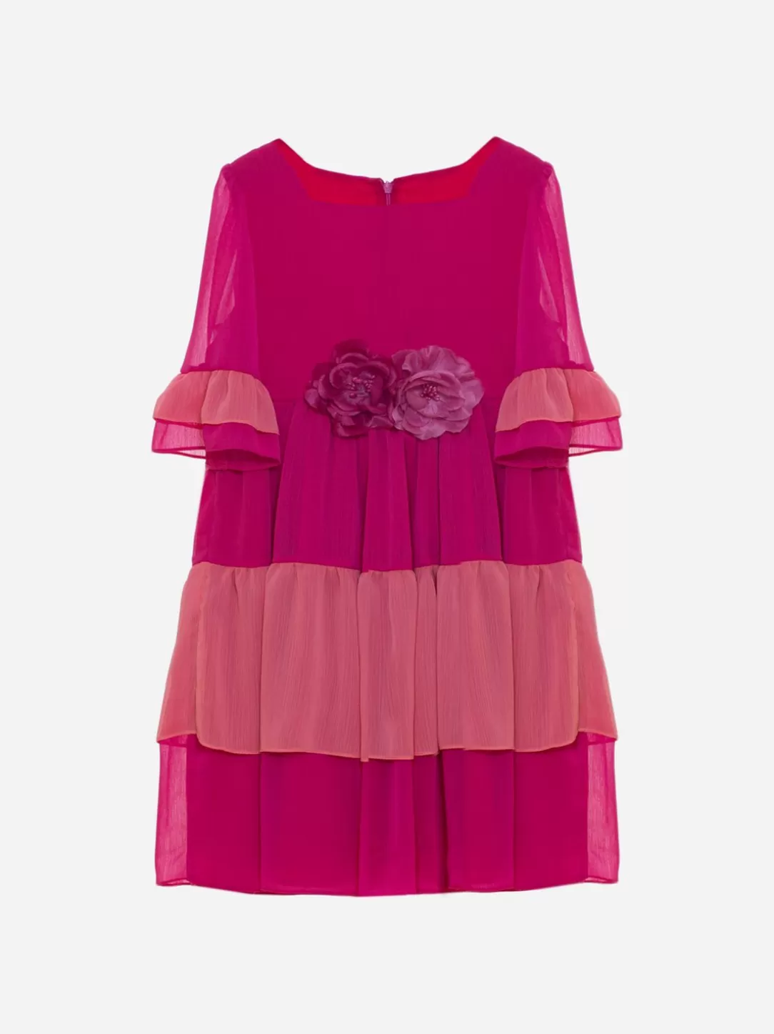 Girl Patachou Girls Fuchsia Rose Dress Decorated With Roses