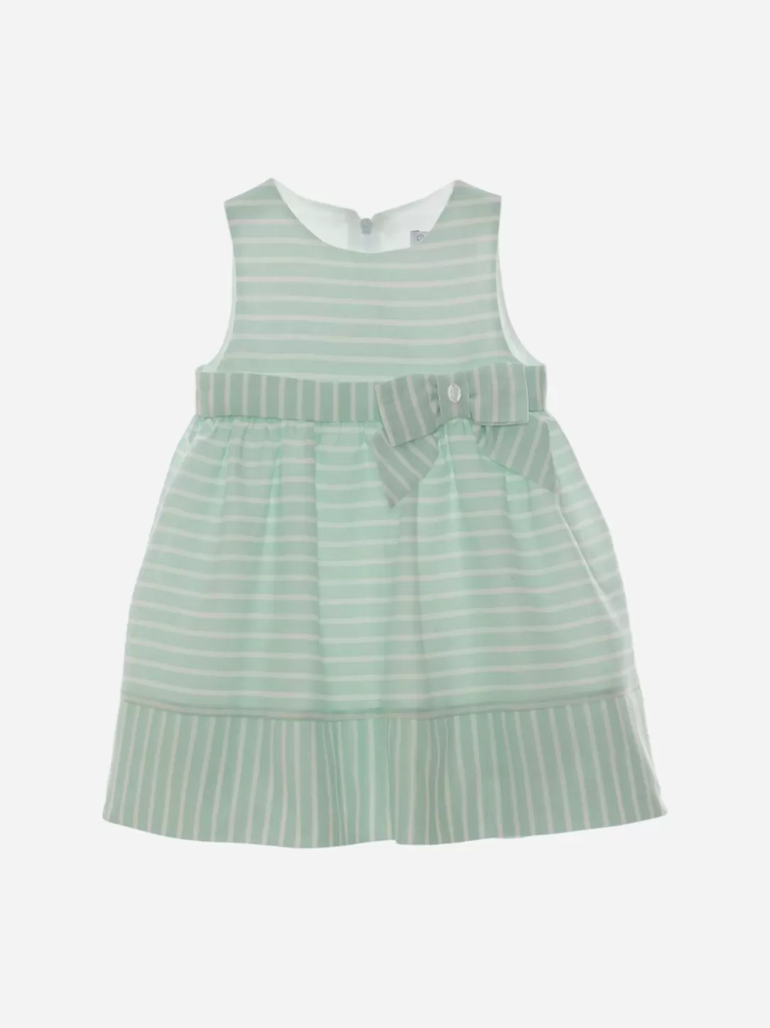 Baby Patachou Girls Green Striped Dress With Bow